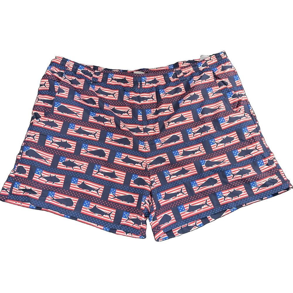 Columbia PFG Backcast III Fishing Shorts Mens XXL 2XL USA Flag Fish Swim Trunk